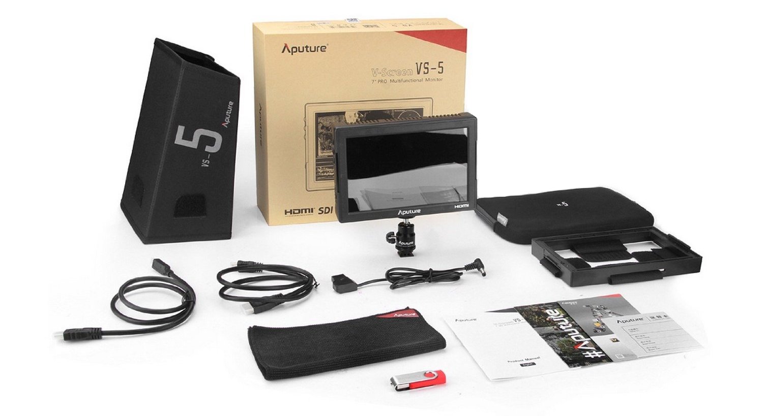 Aputure VS-5 kontroll monitor csomag tartalma Aputure VS-5 kontroll monitor csomag tartalma