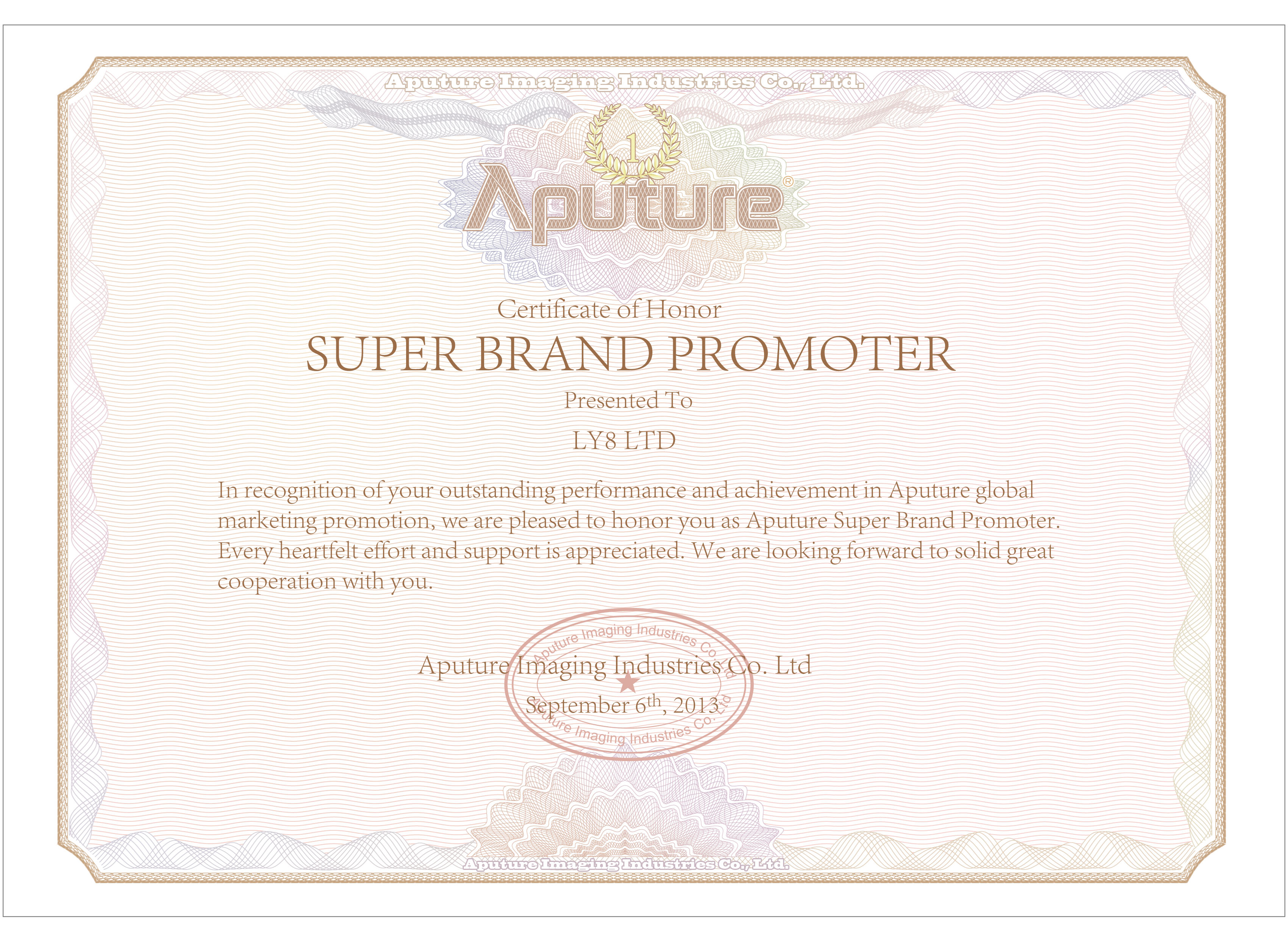 SUPER BRAND elismerés az Aputure-tól!